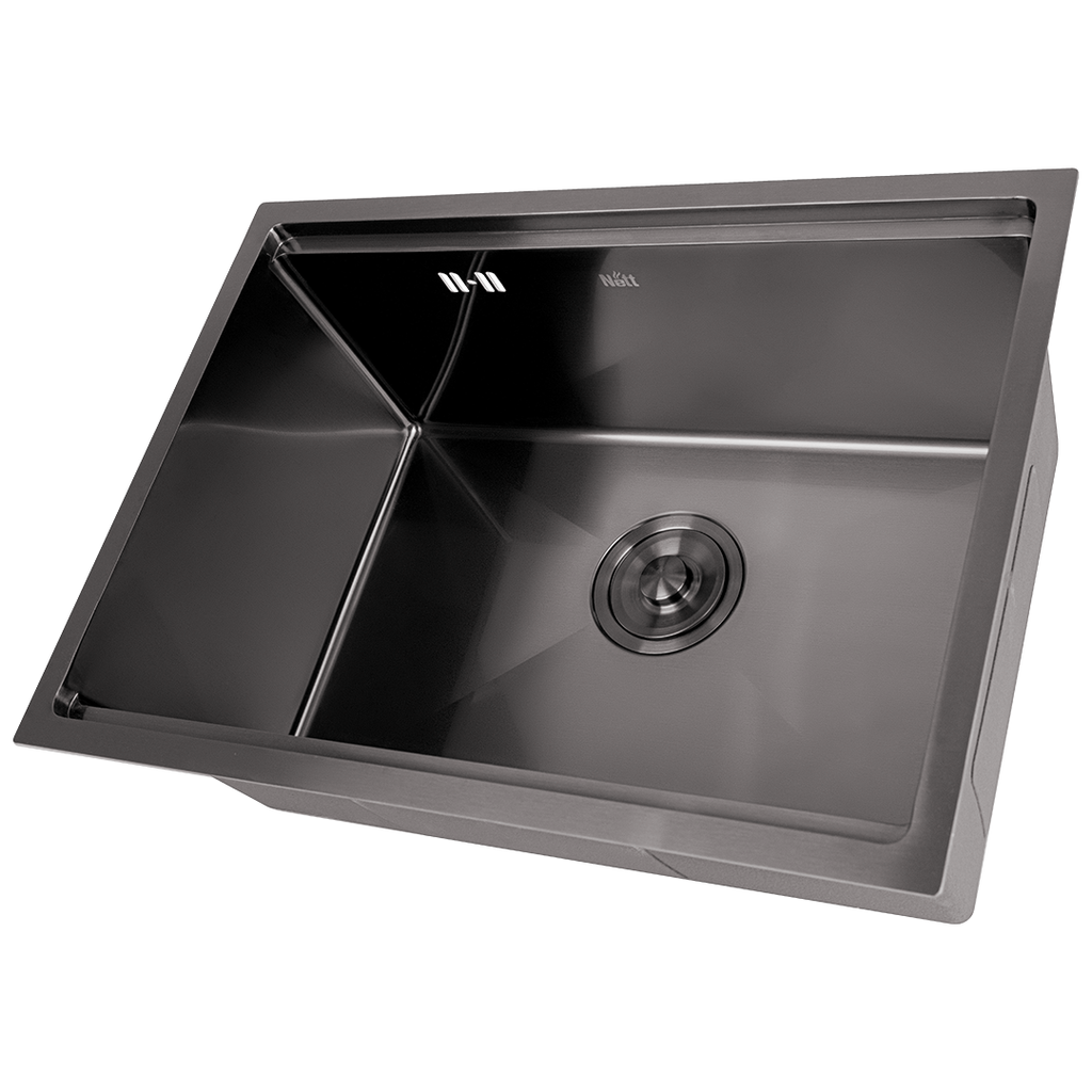 Czarny zlewozmywak ze stali nierdzewnej NETT NB-5742, 1 mm, 57×42 cm