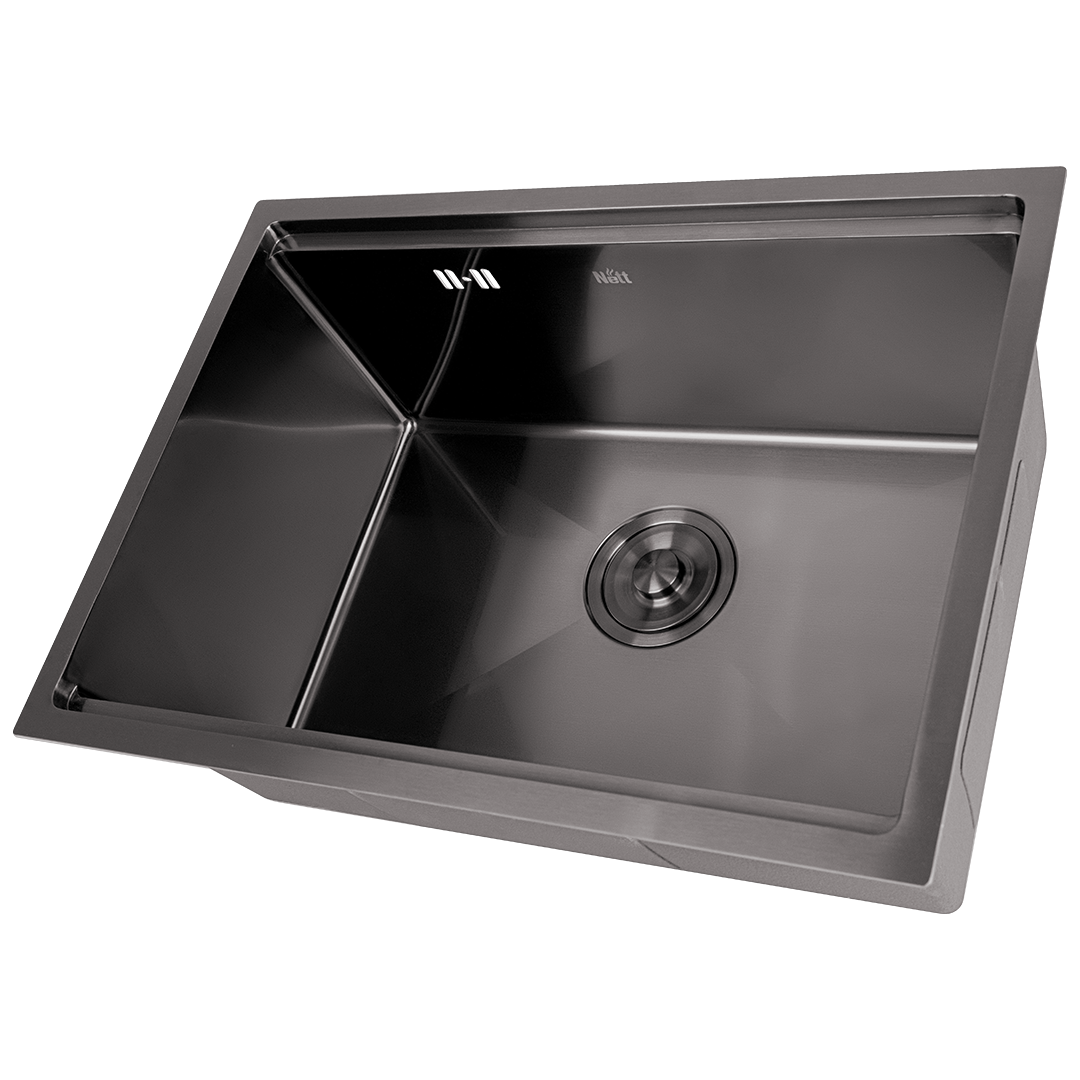 Czarny zlewozmywak ze stali nierdzewnej NETT NB-5742, 1 mm, 57×42 cm