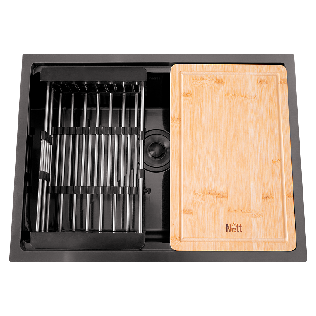 Czarny zlewozmywak podblatowy z powłoką PVD NETT NB-5742, 1,5 mm