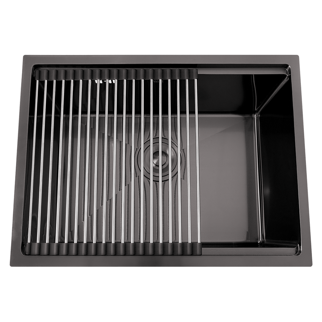 Czarny zlewozmywak ze stali nierdzewnej NETT NB-5742, 1 mm, 57×42 cm