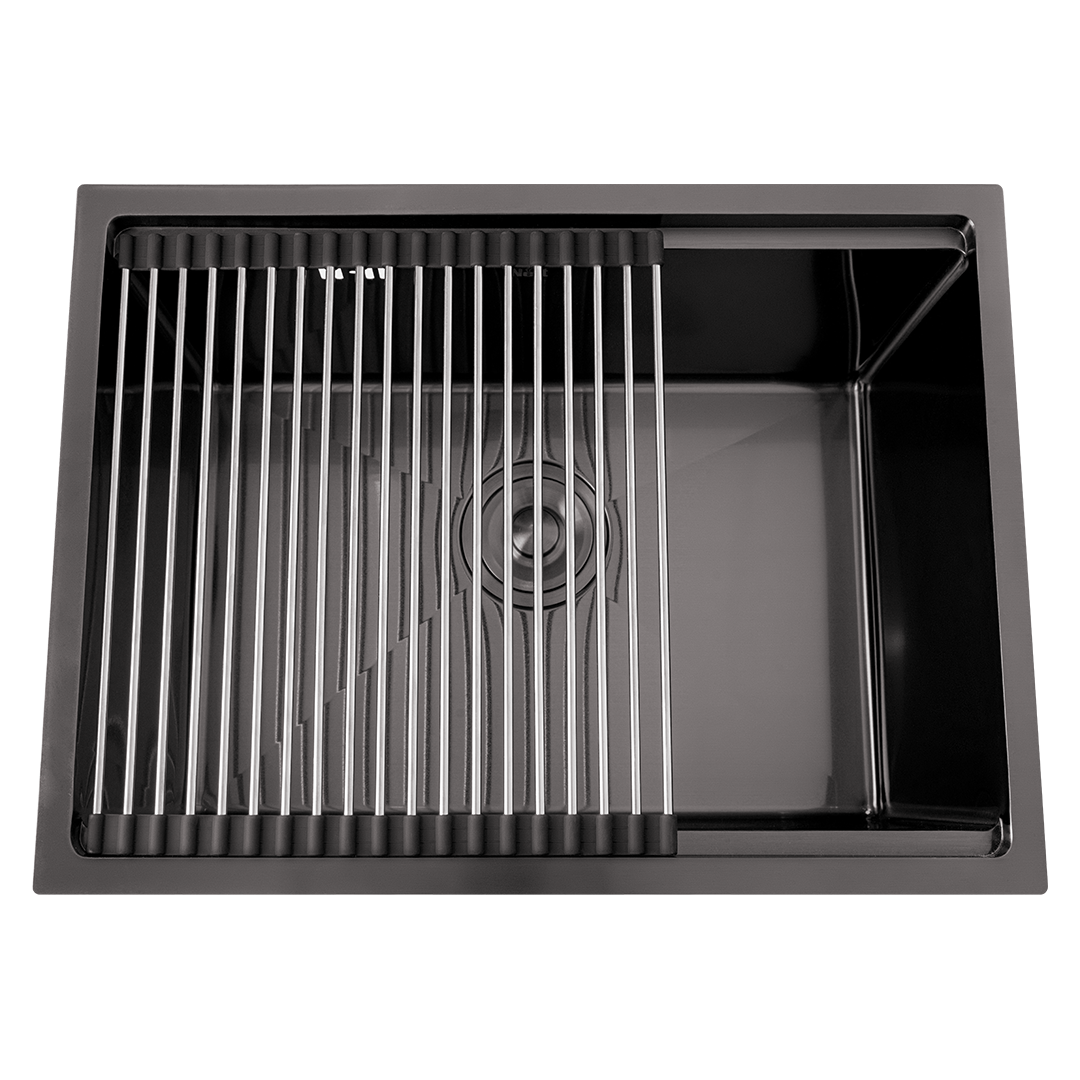 Czarny zlewozmywak ze stali nierdzewnej NETT NB-5742, 1 mm, 57×42 cm