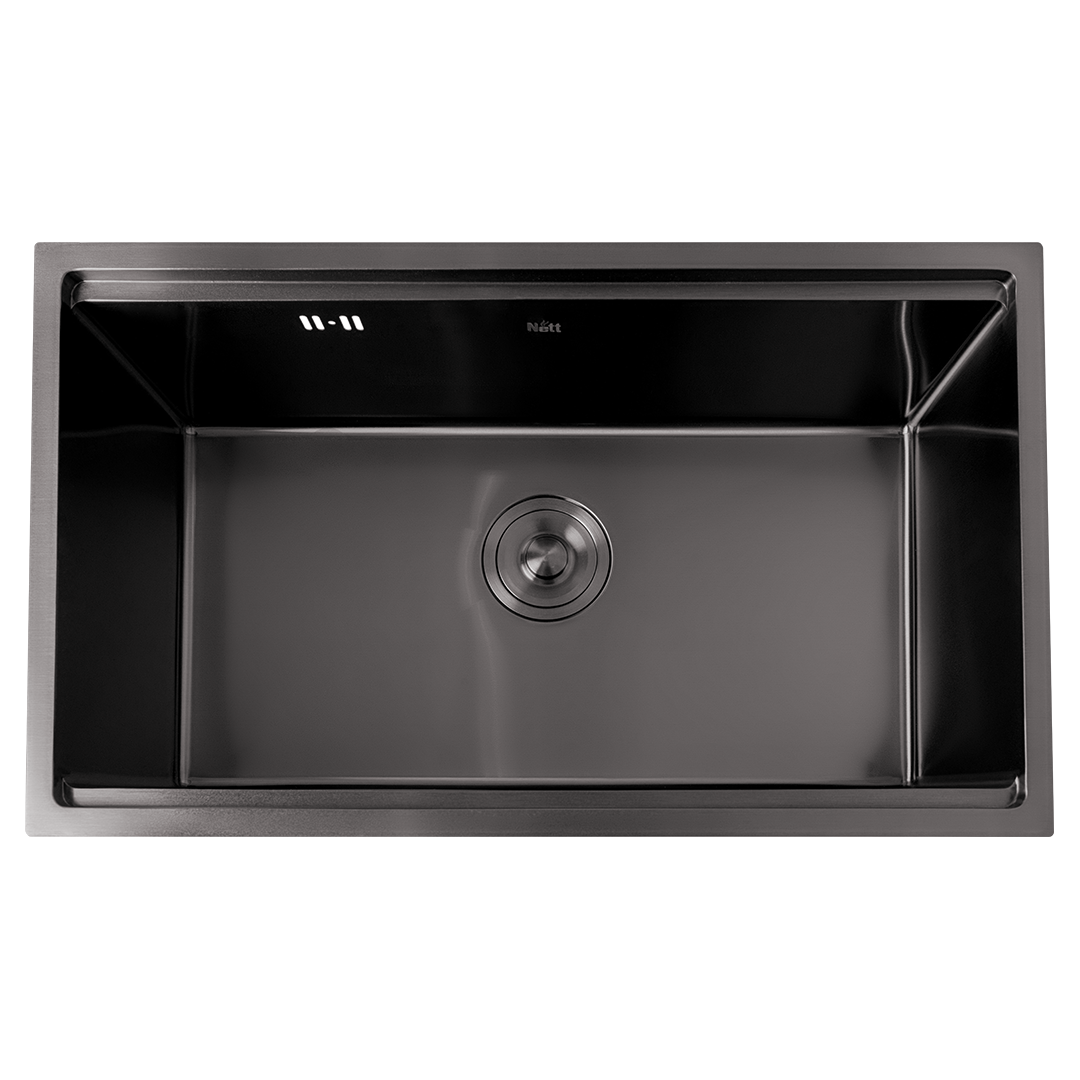 Czarny zlewozmywak ze stali nierdzewnej NETT NB-7042, 1 mm, PVD, nablatowy/podblatowy