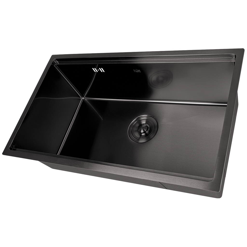 Czarny zlewozmywak ze stali nierdzewnej NETT NB-7042, 1 mm, PVD, nablatowy/podblatowy