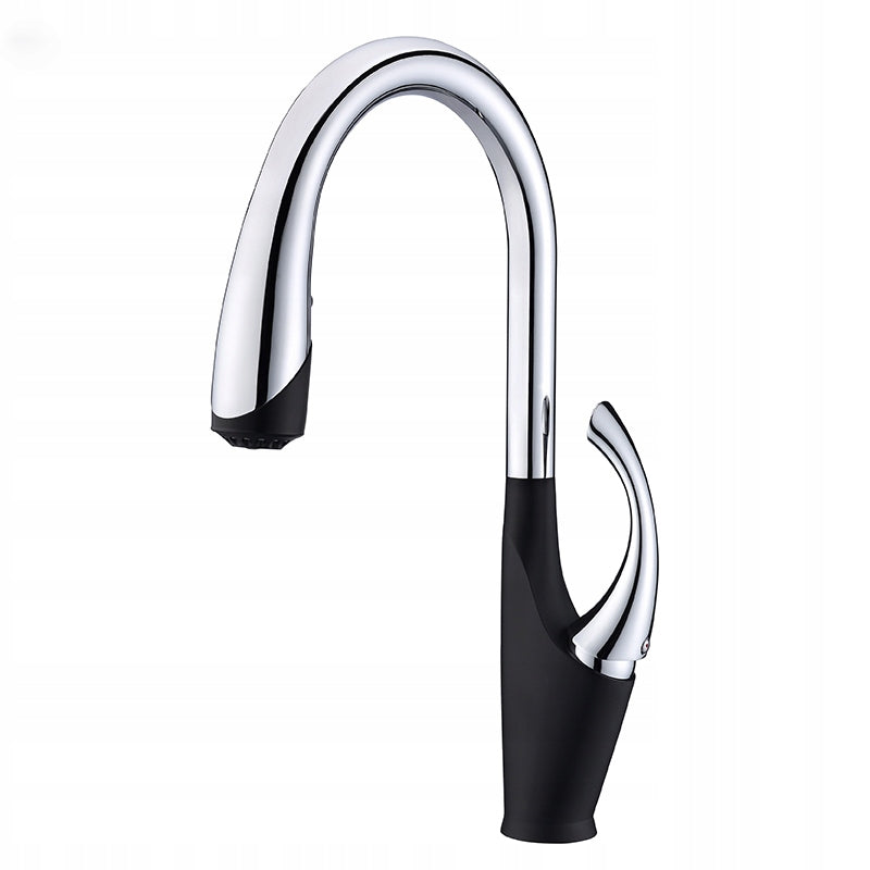 Bateria kuchenna Łabędź z wyciąganą wylewką czarno-chromowa NETT SWB-435