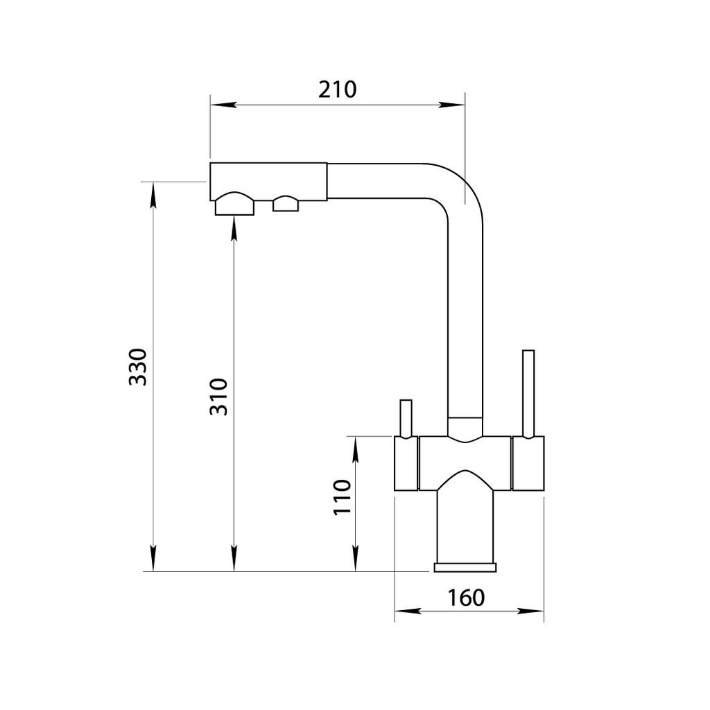 Bateria kuchenna trójdrożna do filtra z wyciąganą wylewką inox NETT FWS-33