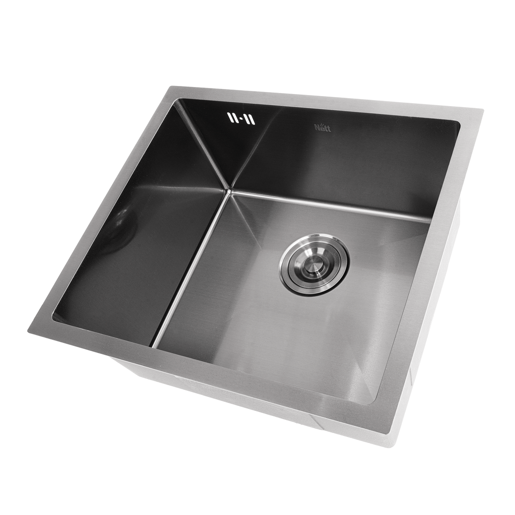Czarny zlewozmywak podblatowy NETT NB-5045 ze stali nierdzewnej 1,5 mm, 50×45 cm