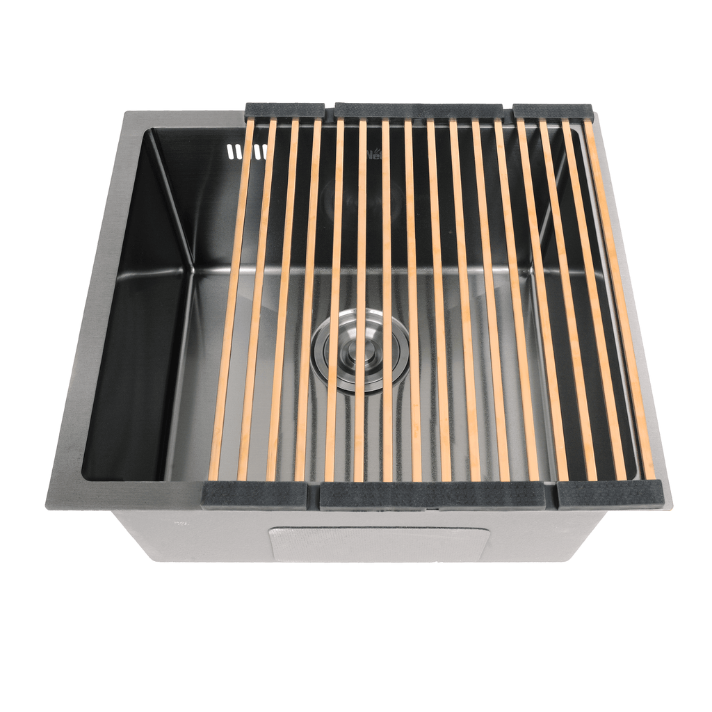 Czarny zlewozmywak podblatowy NETT NB-5045 ze stali nierdzewnej 1 mm, 50×45 cm