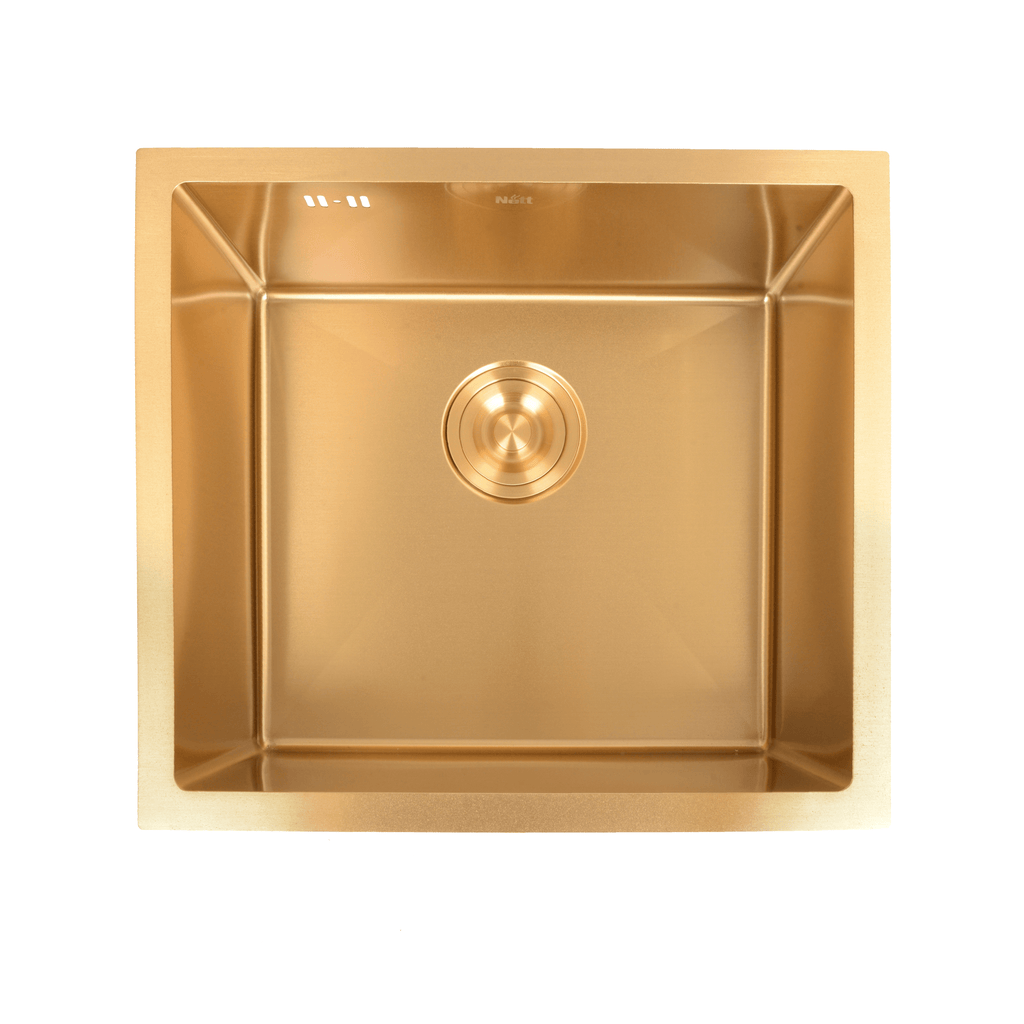 Złoty zlewozmywak podblatowy NETT NG-5045 ze stali nierdzewnej 1 mm, 50×45 cm
