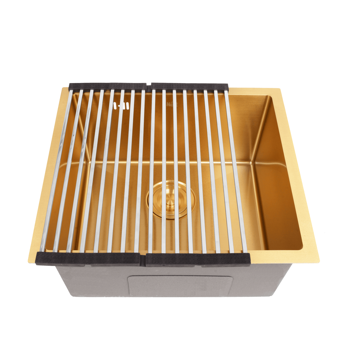 Złoty zlewozmywak podblatowy NETT NG-5045 ze stali nierdzewnej 1,5 mm, 50×45 cm