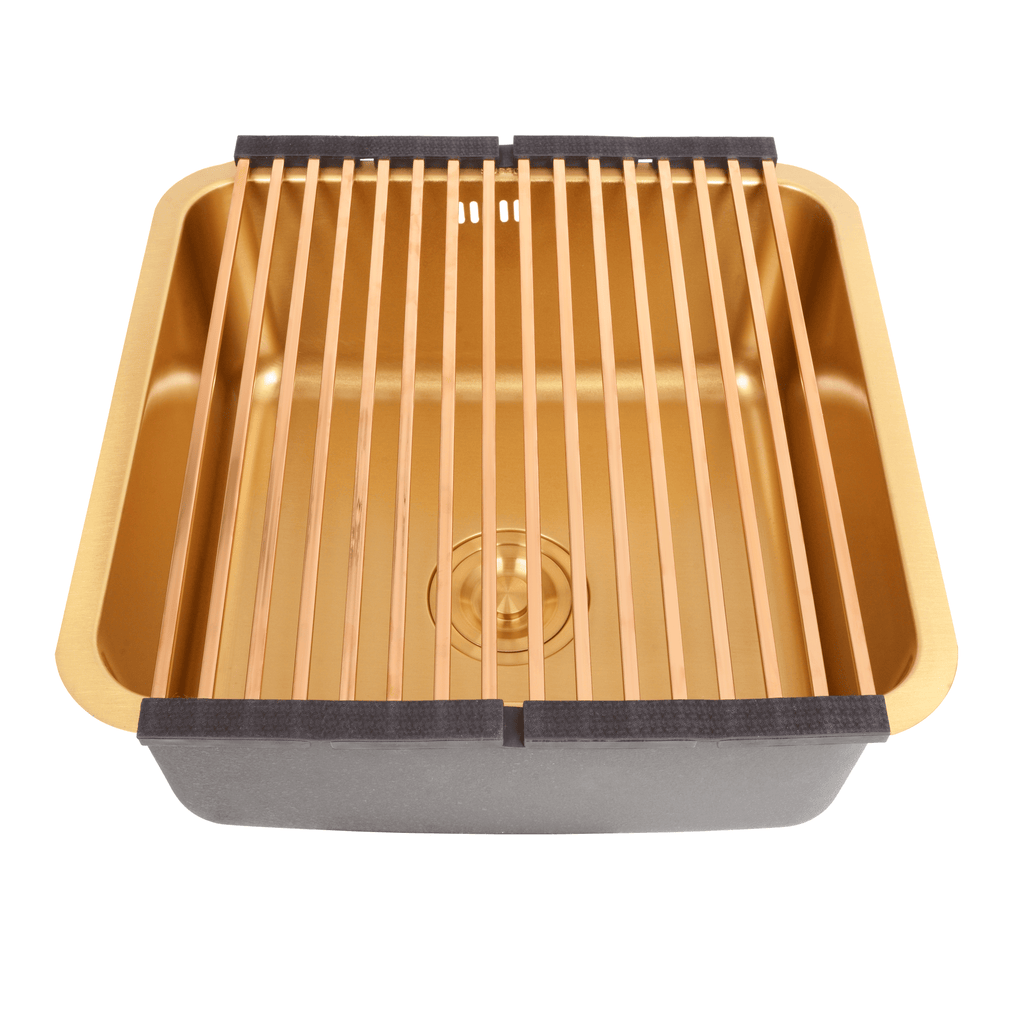 Złoty zlewozmywak podblatowy NETT NG-4643 ze stali nierdzewnej 1,5 mm, 46×43 cm