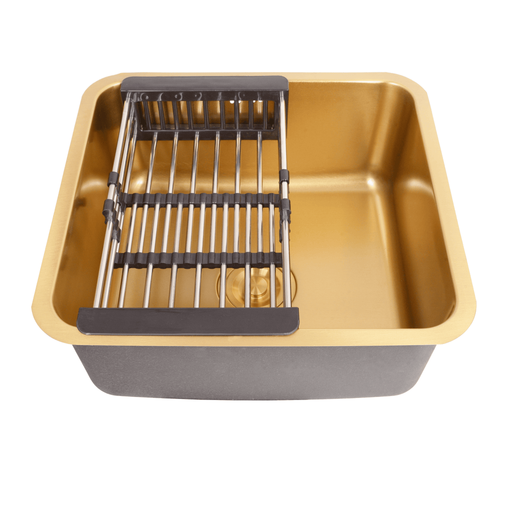 Złoty zlewozmywak podblatowy NETT NG-4643 ze stali nierdzewnej 1,5 mm, 46×43 cm