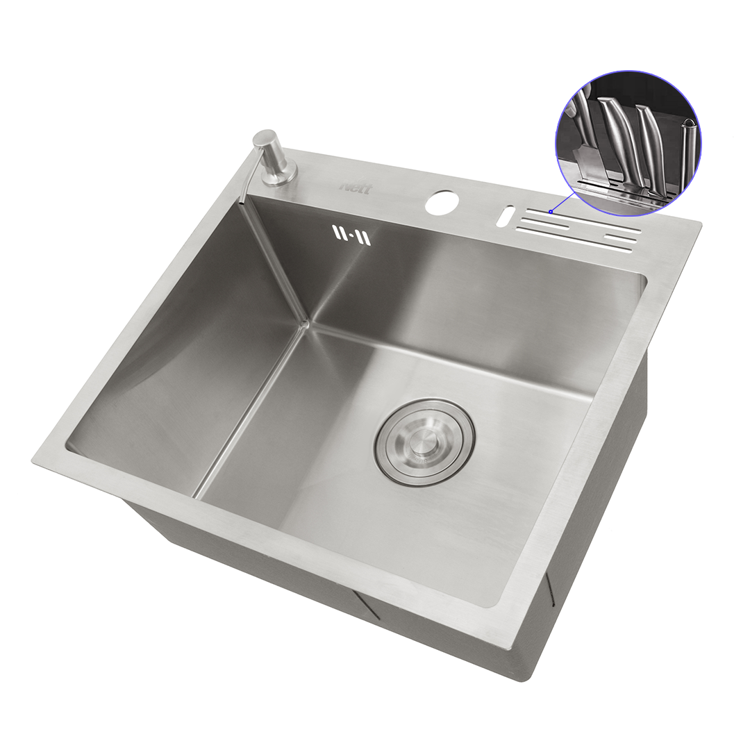 Zlewozmywak nablatowy NETT NS-5245 ze stali nierdzewnej 1,5 mm, 52×45 cm