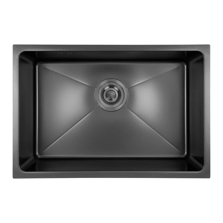 Czarny zlewozmywak podblatowy ze stali nierdzewnej NETT NBS-6041, 60 cm, Honeycomb