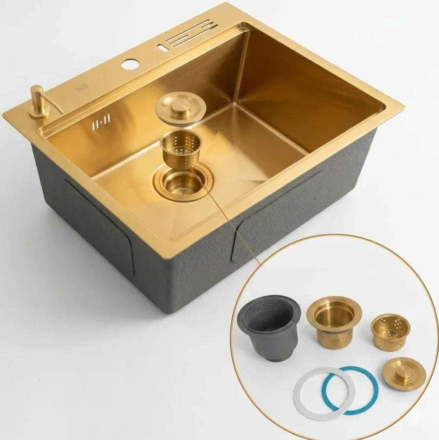 Złoty zlewozmywak wielofunkcyjny ze stali nierdzewnej NETT NG-5747, 1,5 mm