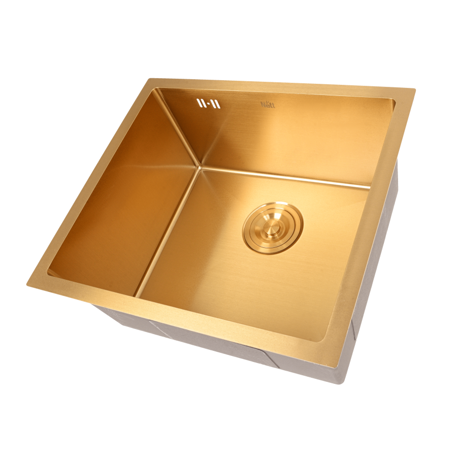 Złoty zlewozmywak podblatowy NETT NG-5045 ze stali nierdzewnej 1,5 mm, 50×45 cm
